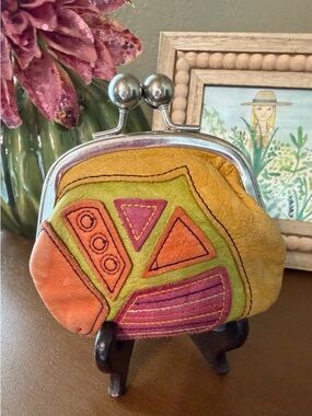 Vintage Fossil Women’s Colorblock Leather Kiss-Lock Coin Purse